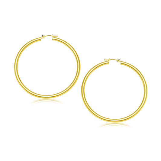 Pendientes de aro pulidos de oro amarillo de 14k (3x30mm)
