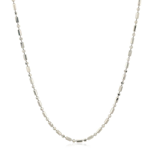 Cadena de cuentas alternas con corte de diamante de oro blanco de 14k y 1,5 mm