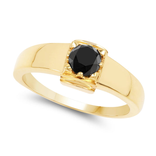 Anillo de Plata de Ley .925 con Diamante Negro Genuino de 0,50 Quilates