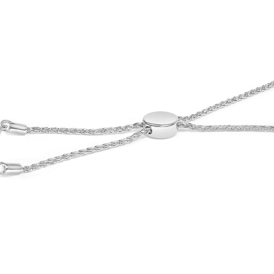 Pulsera Bolo de Plata Esterlina .925 con Diamantes de 1/6 Cttw con Diseño de X y O