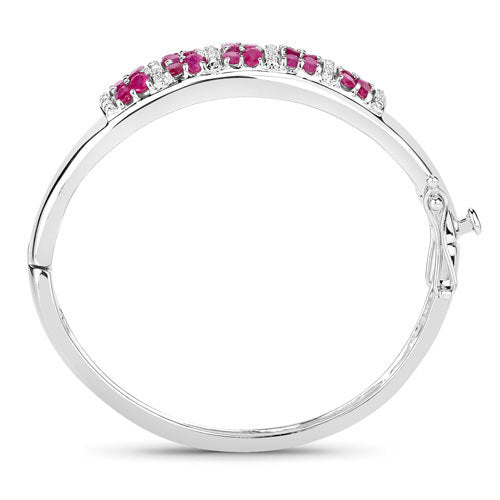 Pulsera de plata de ley .925 con rubí genuino de 6,65 quilates y topacio blanco