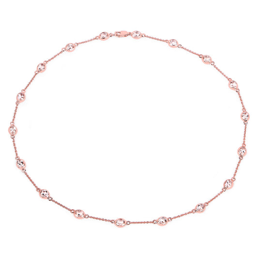 14K Rose Gold Plated 4.50 Carat Genuine Morganite .925 Sterling Silver Necklace