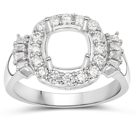 Anillo de oro blanco de 14 quilates con diamante blanco auténtico de 0,73 quilates - con gema talla cojín de 8x8 mm