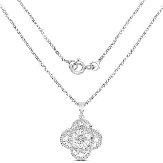 Colgante de plata de ley .925 con diamante blanco auténtico de 0,57 quilates