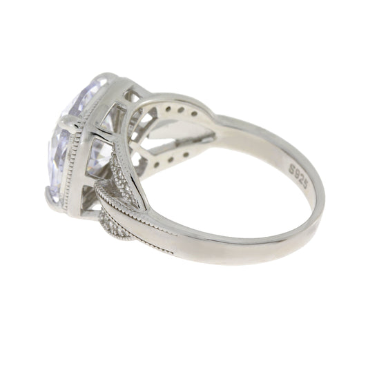 Anillo de circonita cúbica de plata de ley