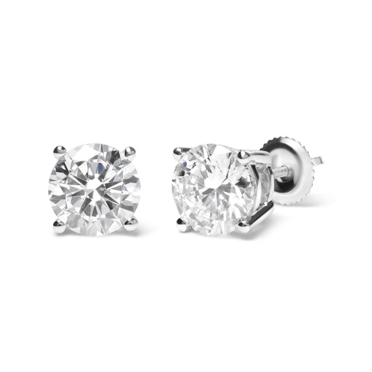 Pendientes IGI Certified de Oro Blanco de 14K, 5.00 Cttw, con Diamante Cultivado de Talla Brillante Redonda, Diseño Clásico de 4 Garras y Cierres de Rosca (Color F-G, Claridad SI1)