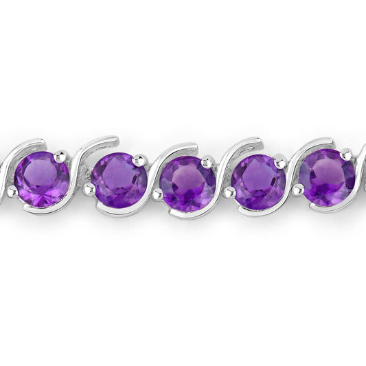 Pulsera de plata de ley .925 con amatista genuina de 2.64 quilates
