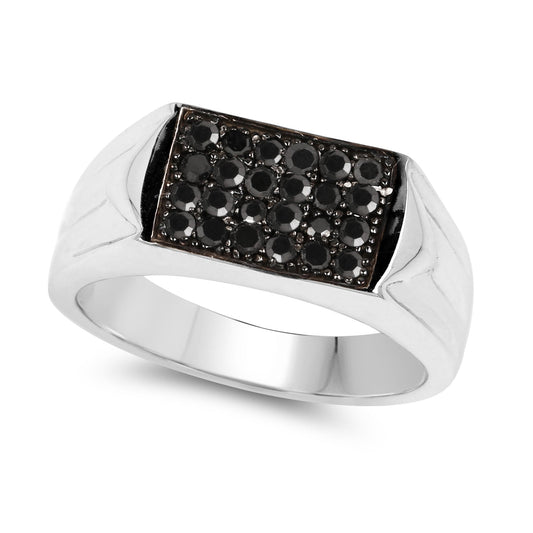 Anillo de plata de ley .925 con diamante negro auténtico de 0.42 quilates