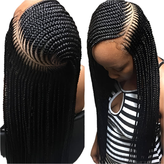 36" Larger Box Twist Braids Wig | Full Lace Frontal | Side Part | Knotless | Kanekalon Luxegan