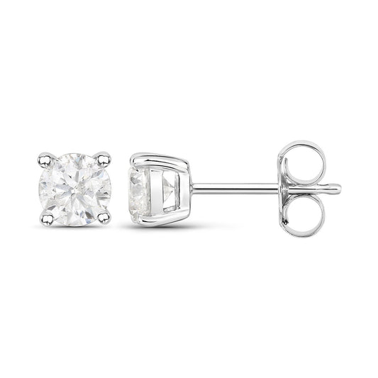 Pendientes de oro blanco de 14 quilates con diamantes blancos genuinos de 1,02 quilates