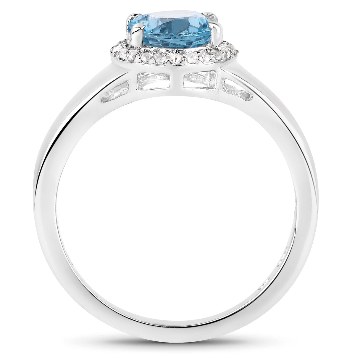 Anillo de plata de ley .925 con topacio azul Londres y topacio blanco genuinos de 2.13 quilates