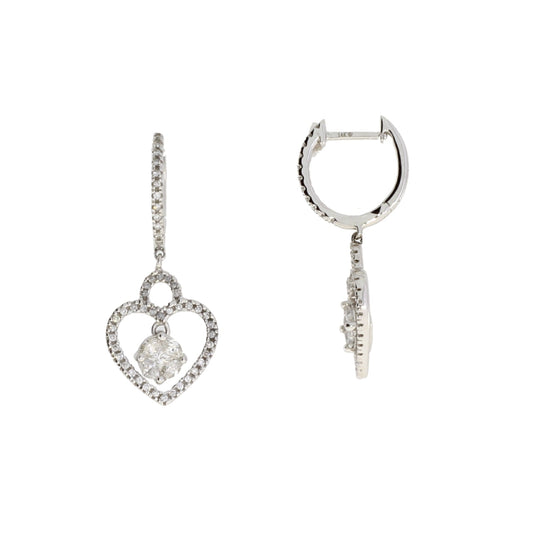 Pendientes colgantes de diamantes de .50ct en oro blanco de 14K