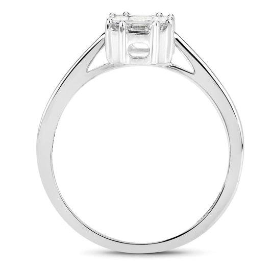 Anillo de oro blanco de 18 quilates con diamante blanco genuino de 0,48 quilates