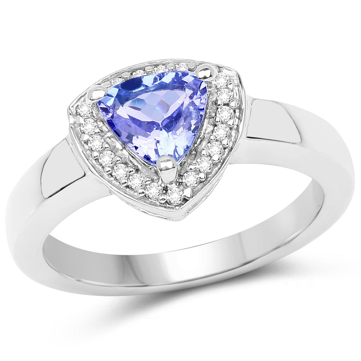3.22 Carat Genuine Tanzanite & White Topaz .925 Sterling Silver Ring