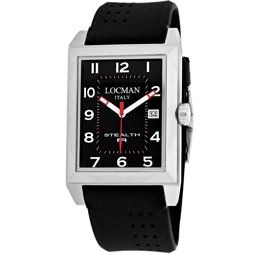 Locman Men's Stealth Watch 34mm Black Dial Silicone Strap