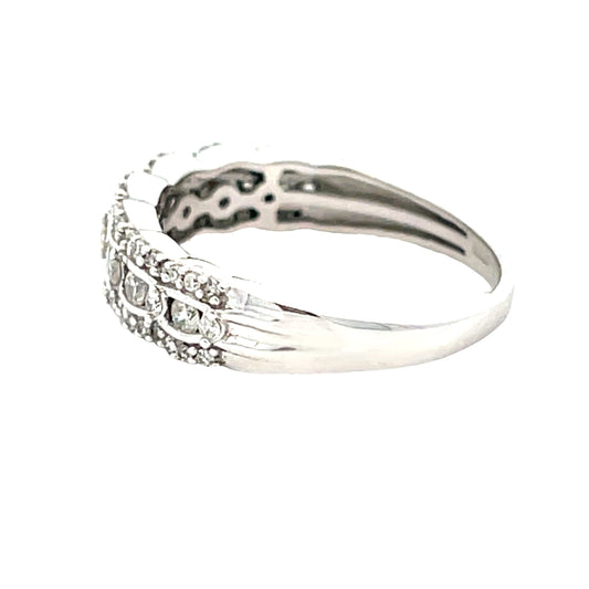 Anillo de boda con diamantes de 0,50 ct de oro blanco de 14 kt