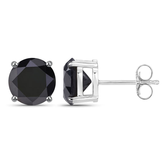 3.08 Carat Genuine Black Diamond 14K White Gold Earrings - view 2