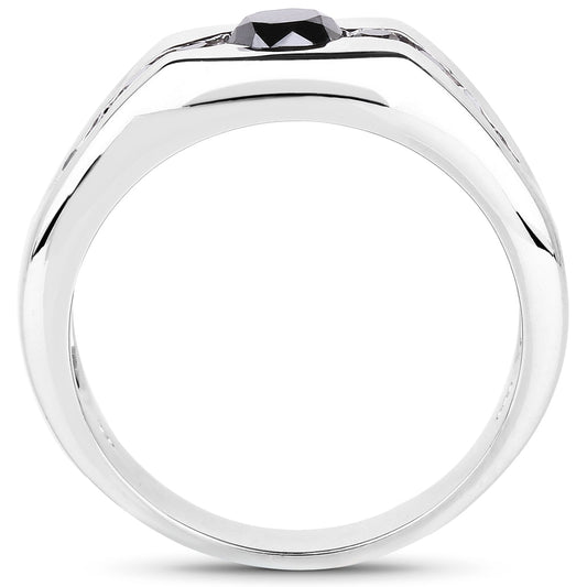 Anillo de plata esterlina .925 con diamante negro genuino de 0.74 quilates