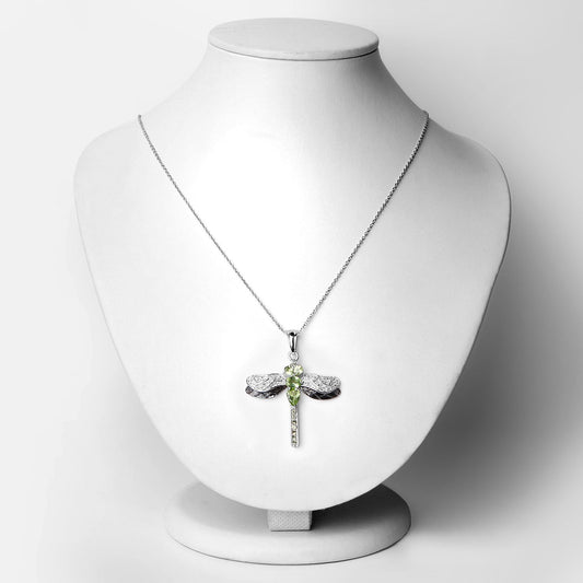 Colgante de plata de ley .925 con peridoto y topacio blanco genuinos de 1,98 quilates