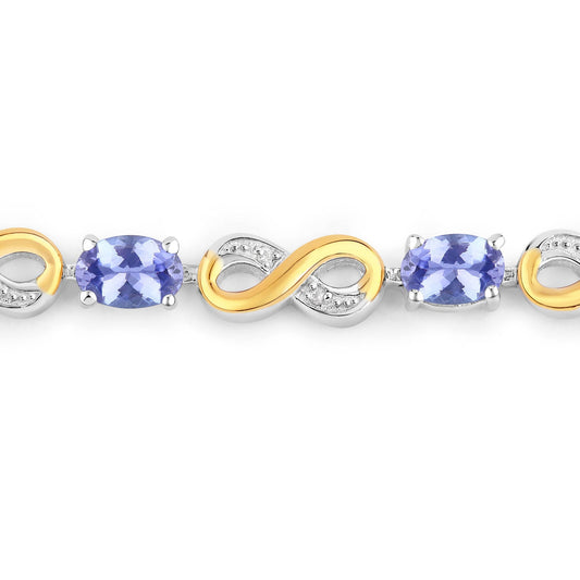 Pulsera de plata de ley .925 con tanzanita genuina de 1,79 quilates y topacio blanco