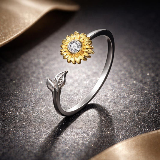 Anillo de plata de ley 925 con pavé de circonitas, 0,1 cm de ancho, diseño floral para mujer