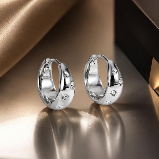 925 Sterling Silver Earrings with CZ in White Gold Plating - Stylish Design for Women - view 2