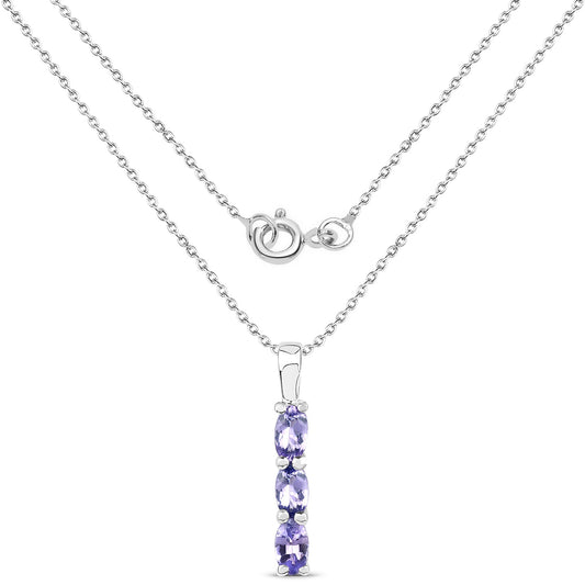 0.75 Carat Genuine Tanzanite .925 Sterling Silver Pendant