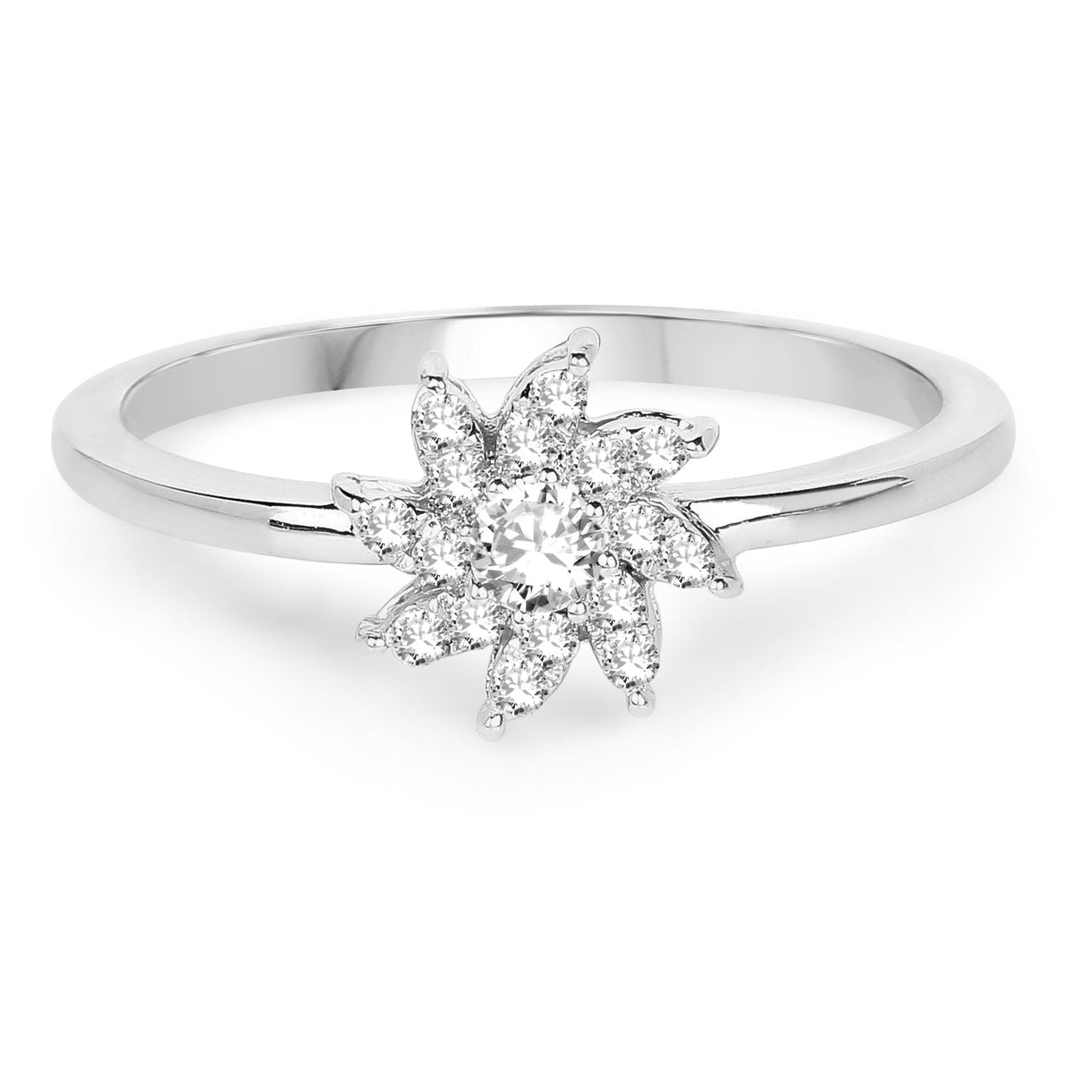 Anillo de oro blanco de 14K con diamante blanco genuino de 0,18 quilates (color E-F-G, claridad SI)