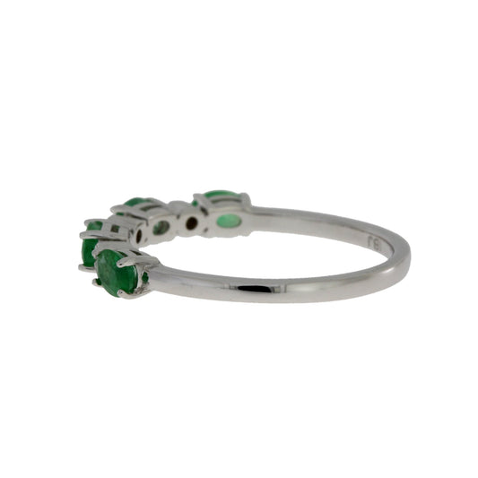 Anillos de banda de moda de diamantes esmeralda de oro blanco de 14 KT