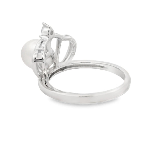Anillo de Plata de Ley con Perlas Naturales de Agua Dulce y Circonitas Cúbicas