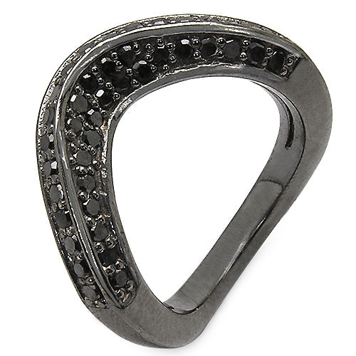 Anillo de plata de ley .925 con diamante negro auténtico de 1,02 quilates