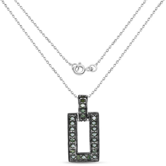 Colgante de plata de ley .925 con diamante verde auténtico de 0,36 quilates