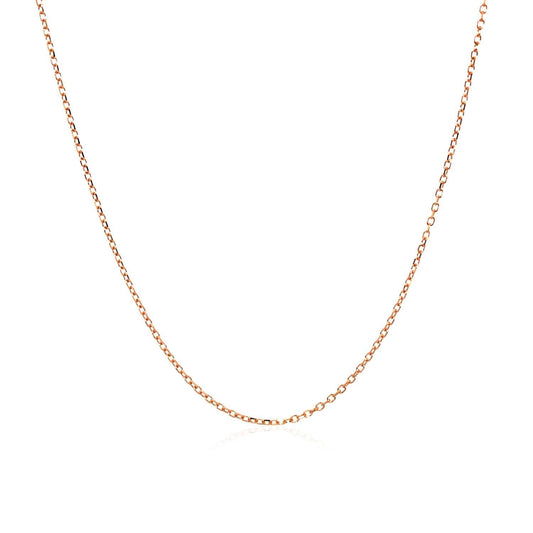 Cadena de eslabones tipo cable con corte de diamante de oro rosa de 14k y 0,8 mm
