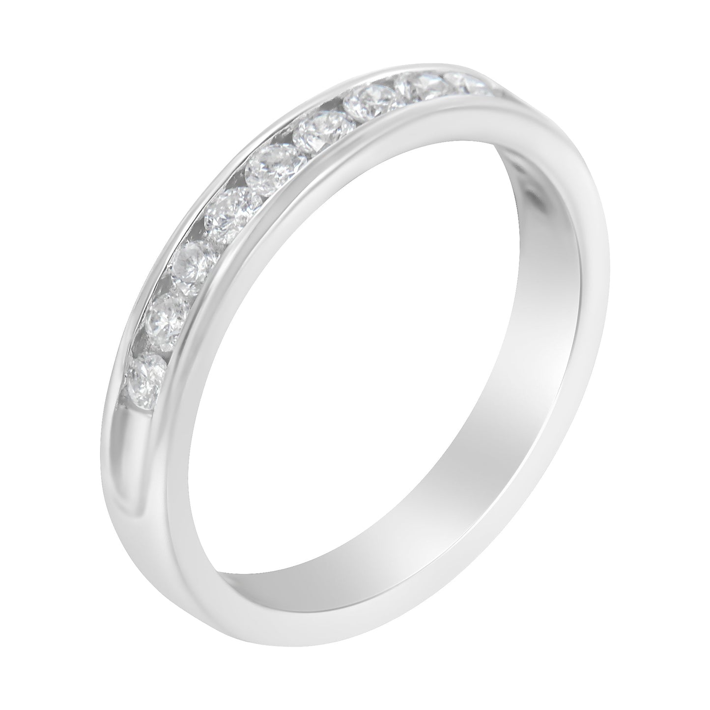 Anillo de banda de oro blanco de 14K con diamante de 1/2 cttw (Color I-J, Claridad I2-I3) - Talla 7