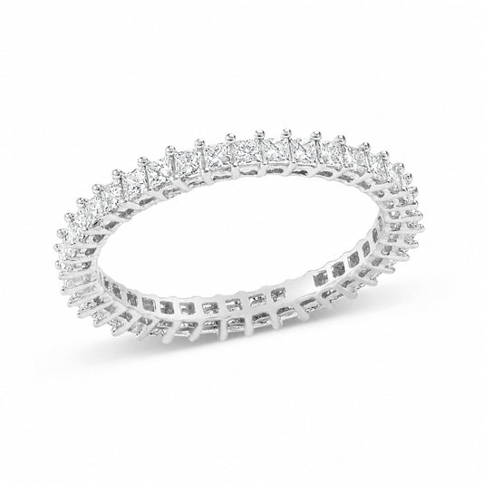 14K White Gold 1.0 Cttw Princess Diamond Eternity Band Ring