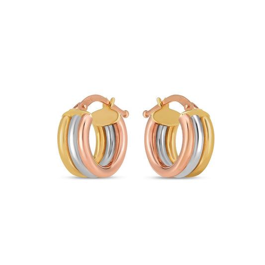 14k Tri Color Gold Trilogy Hoops - view 2