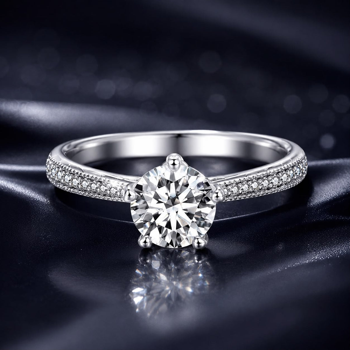 925 Sterling Silver Moissanite 0.8ct Ring Size 6 for Women