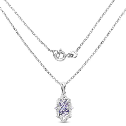 1.03 Carat Genuine Tanzanite & White Topaz .925 Sterling Silver Pendant