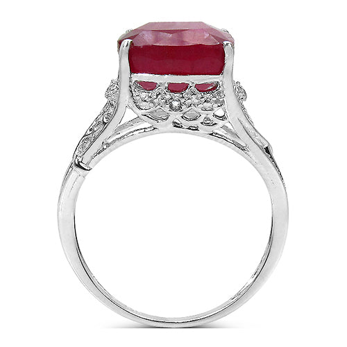 4.20 ct. t.w. Glass Filled Ruby and White Topaz Ring in Sterling Silver