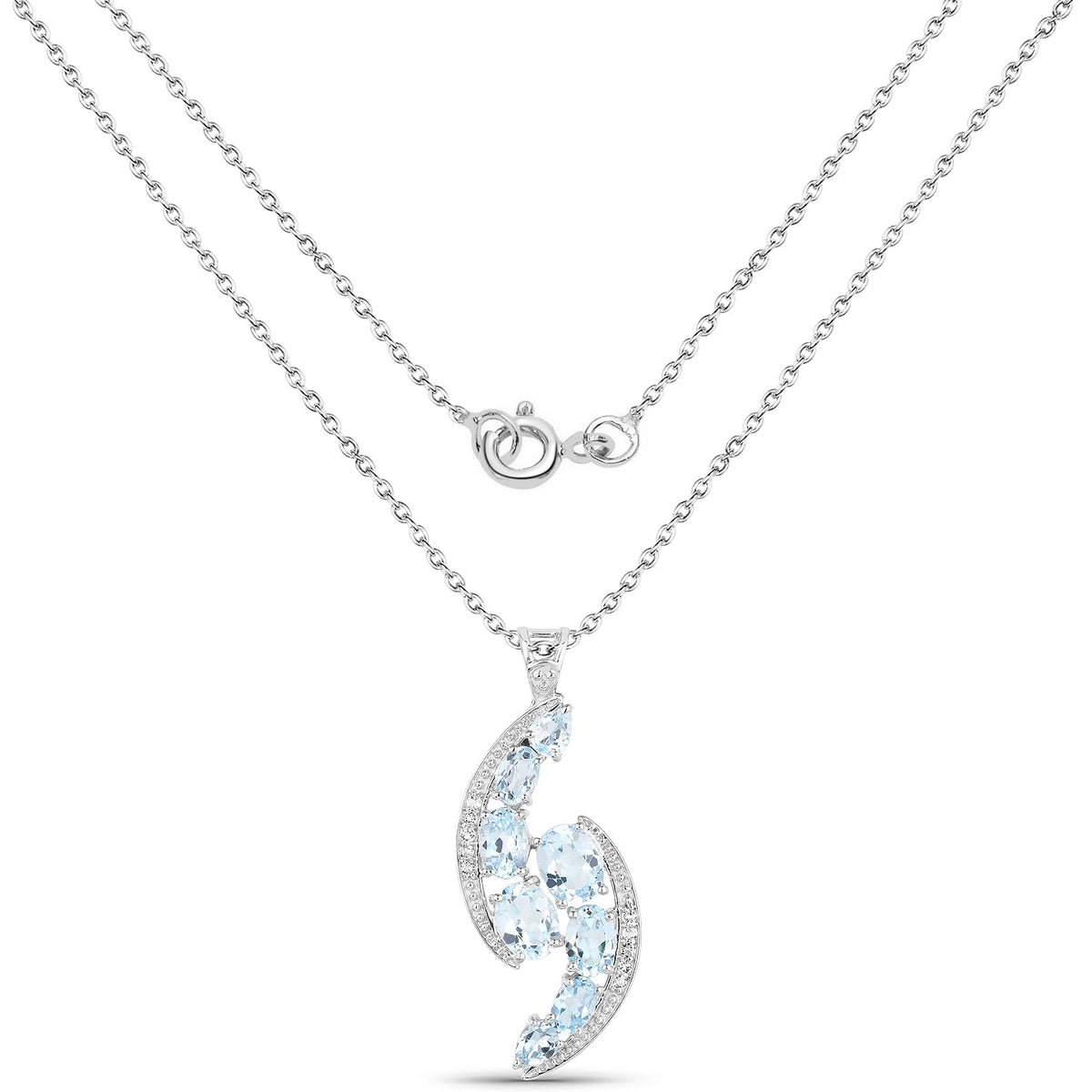 Colgante de plata de ley .925 con topacio azul genuino y topacio blanco de 7,27 quilates