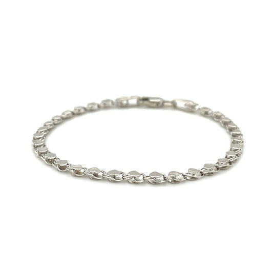 Pulsera de corazón de oro blanco de 14k de 2.9mm