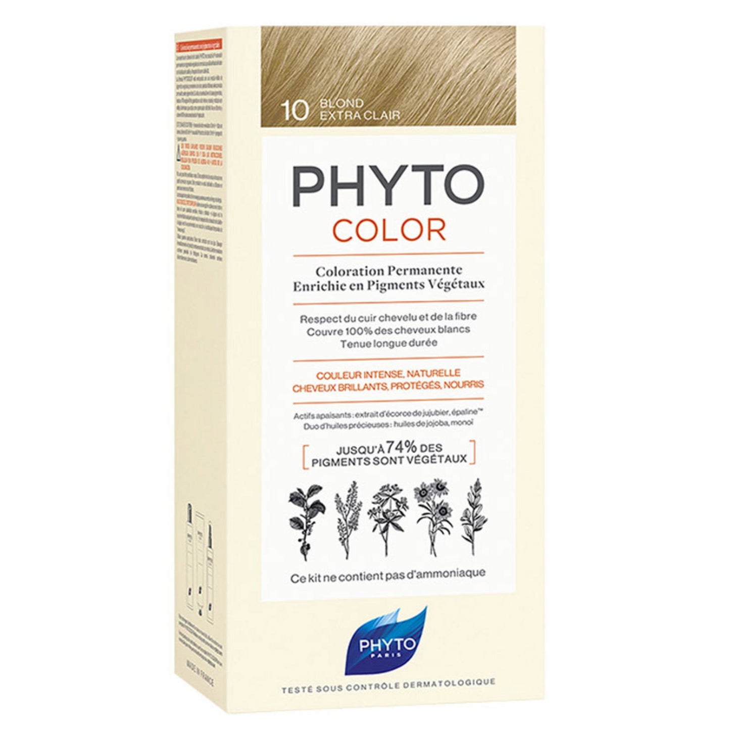 Phyto, Color, Permanent Hair Dye, 10 Extra Light Blonde, 50 ml