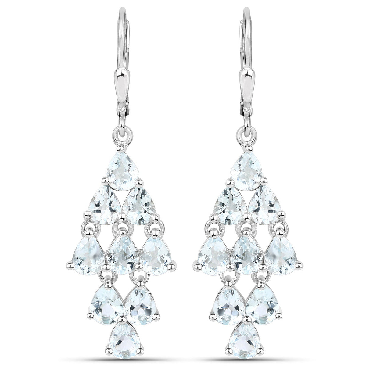 Pendientes de plata de ley .925 con aguamarina auténtica de 3.96 quilates