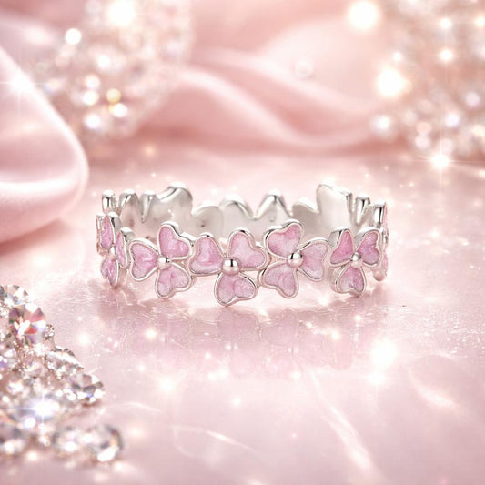 Anillo de plata de ley 925 con esmalte y baño de platino, talla 6 para mujer