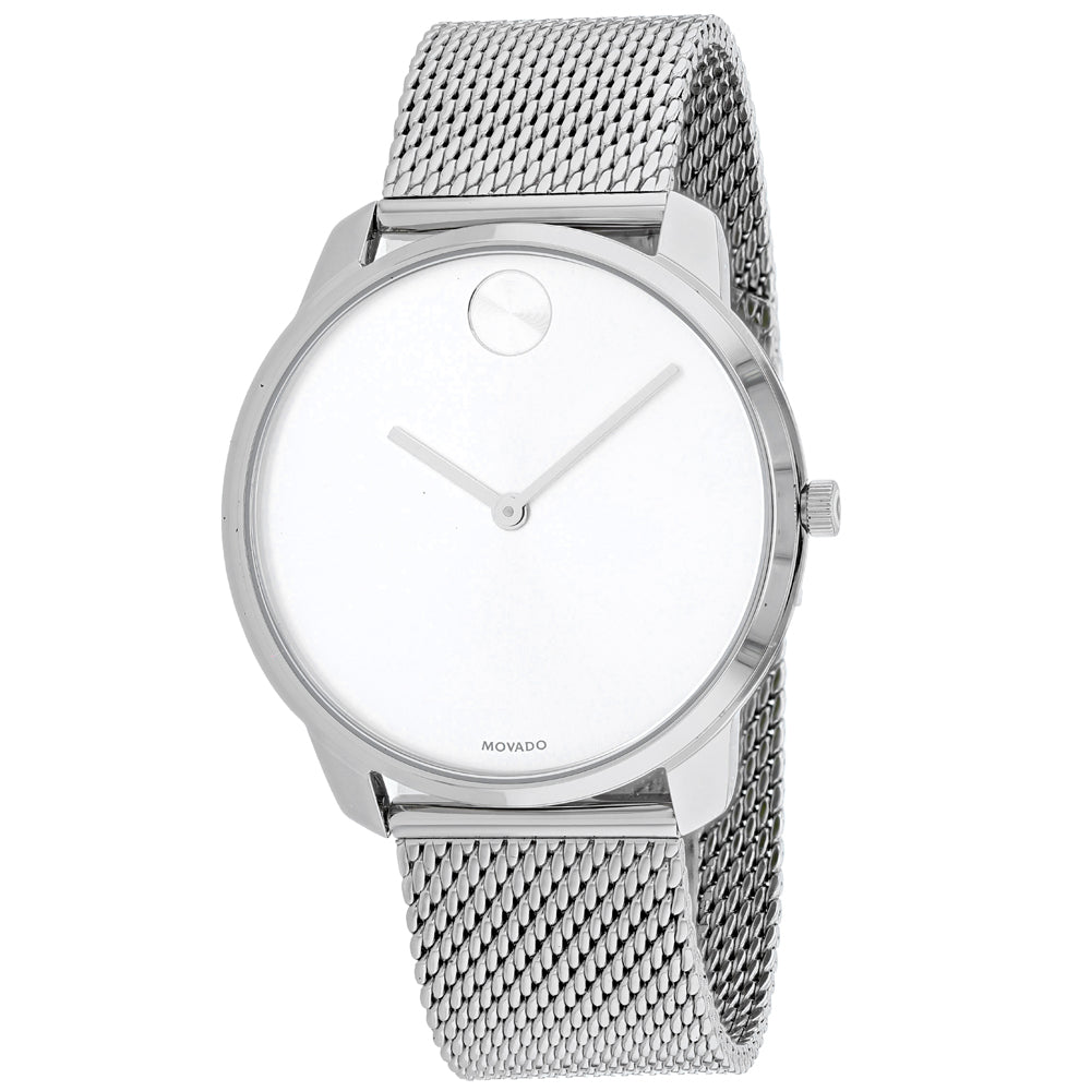 Movado Men's Bold Watch 40mm Black Dial Silver Bracelet