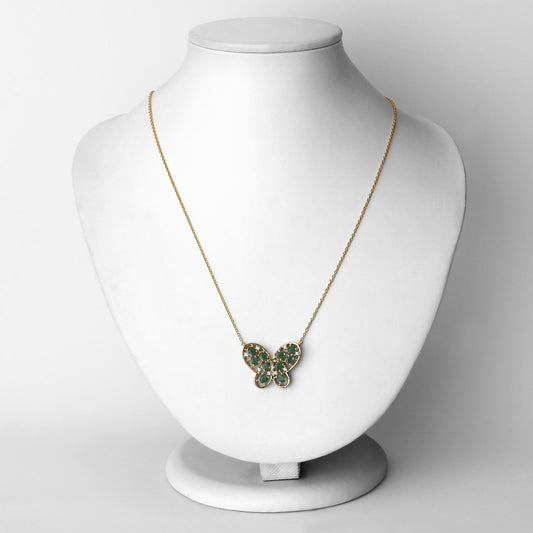 Collar de plata de ley .925 con esmeralda genuina de 1,56 quilates y circonita blanca
