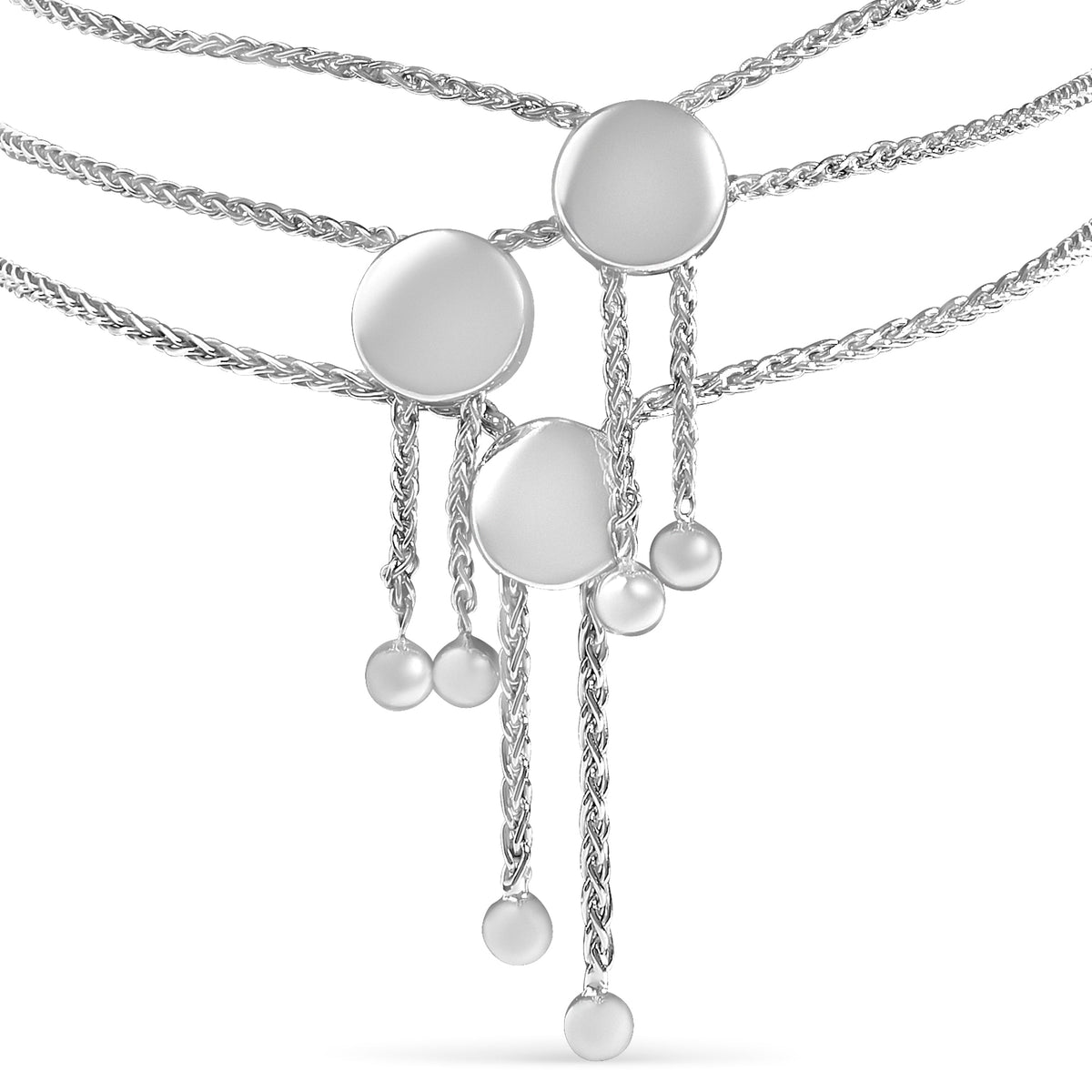 Sterling Silver Diamond Accent 3 Piece Adjustable Bolo Bracelet Set