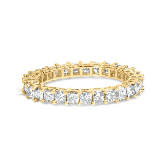 Anillo de eternidad de oro amarillo de 14 quilates con diamantes de talla princesa de 2,00 quilates con engaste de puntas compartidas (color J-K, claridad SI1-SI2) - Talla de anillo 7