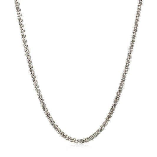 Cadena de trigo redonda de oro blanco de 14k de 2.1mm