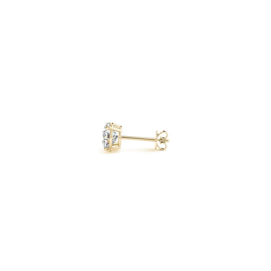 Pendientes de botón de diamante redondo cultivado en laboratorio de 1/2 quilate de peso total de 14k oro amarillo (G/VS2)
